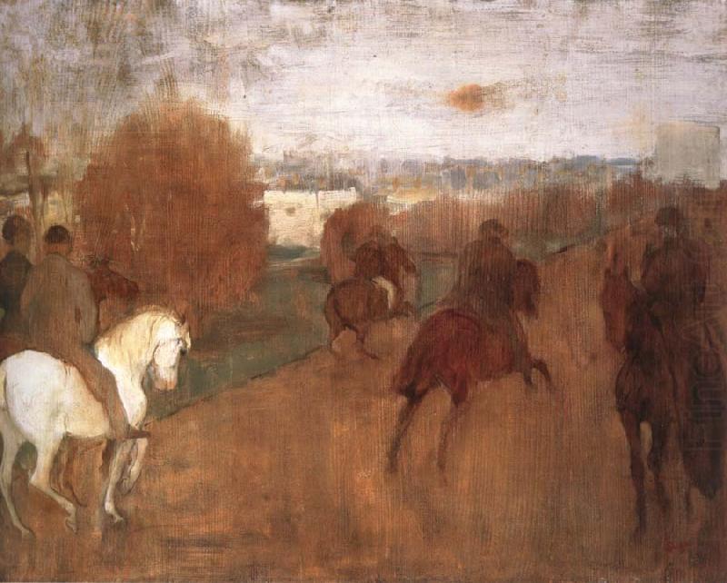 Horses and Riders on a road, Edgar Degas